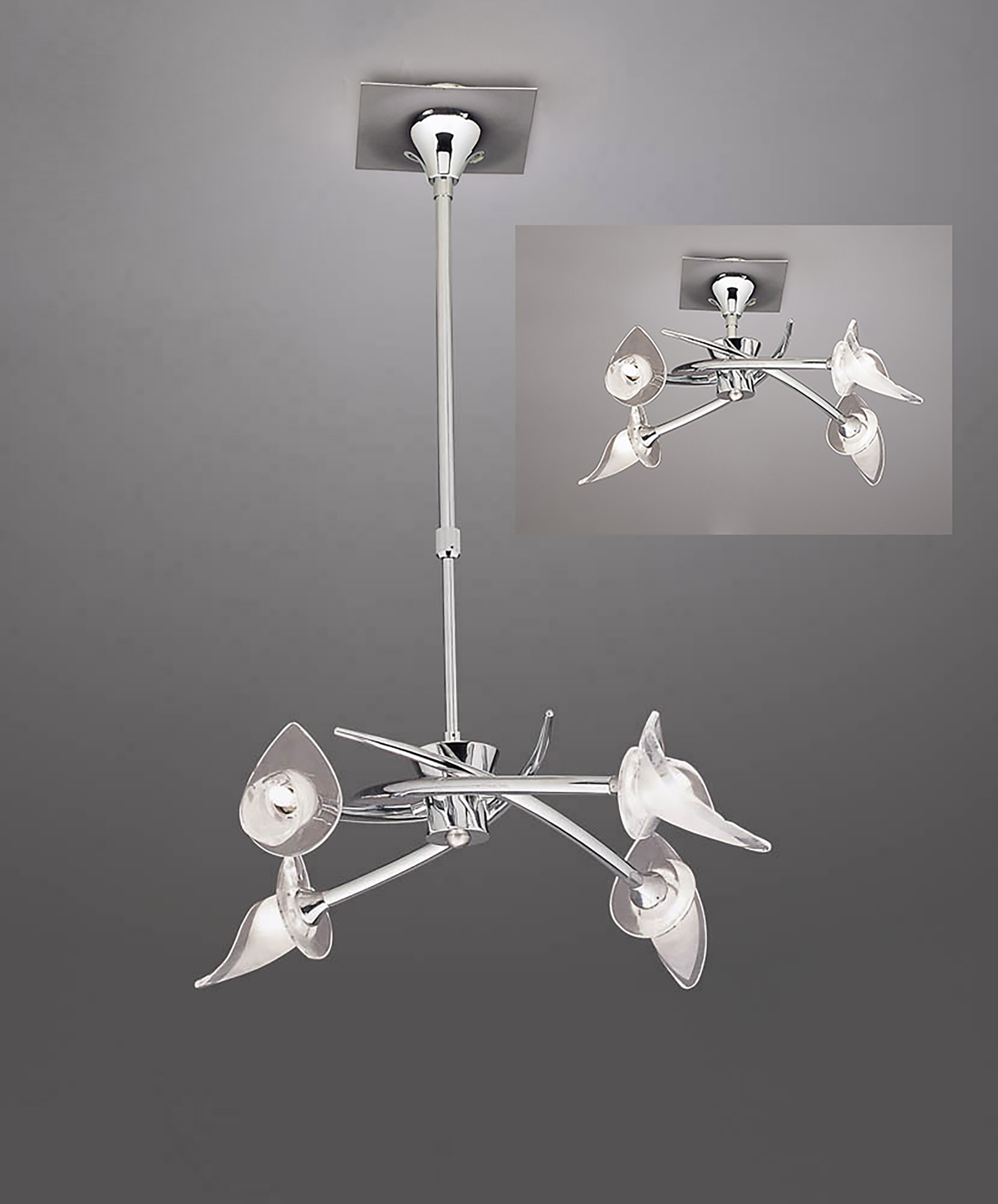 Flavia Polished Chrome Ceiling Lights Mantra Multi Arm Fittings